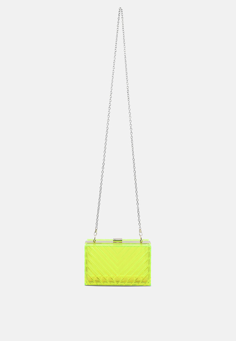 chevron pattern clear clutch bags#color_yellow