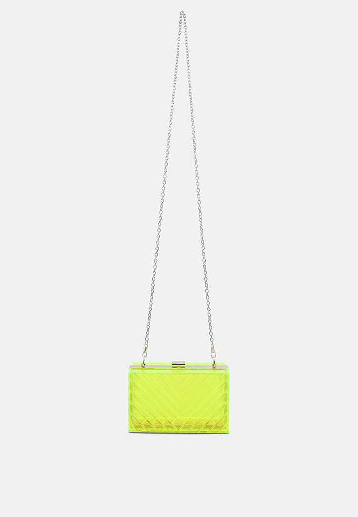 chevron pattern clear clutch bags#color_yellow