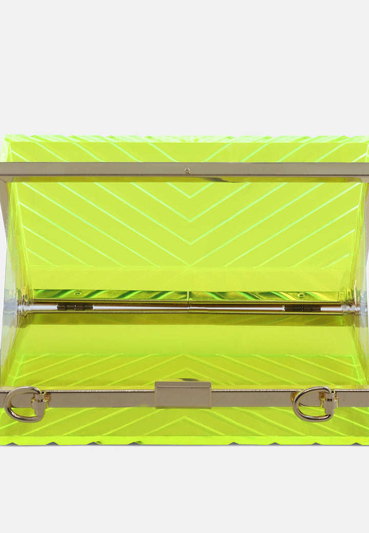 chevron pattern clear clutch bags#color_yellow