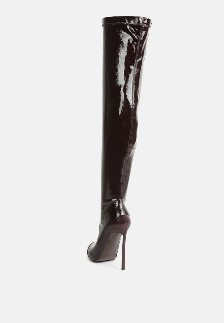 chimes high heel patent long boots by ruw#color_dark-brown