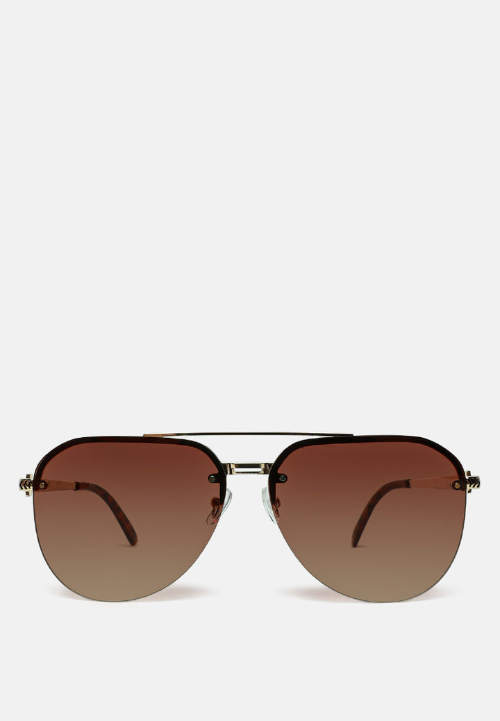 classic double bridge aviator sunglasses#color_brown