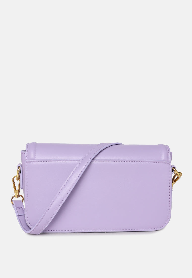 classic gold buckle flap bag#color_purple