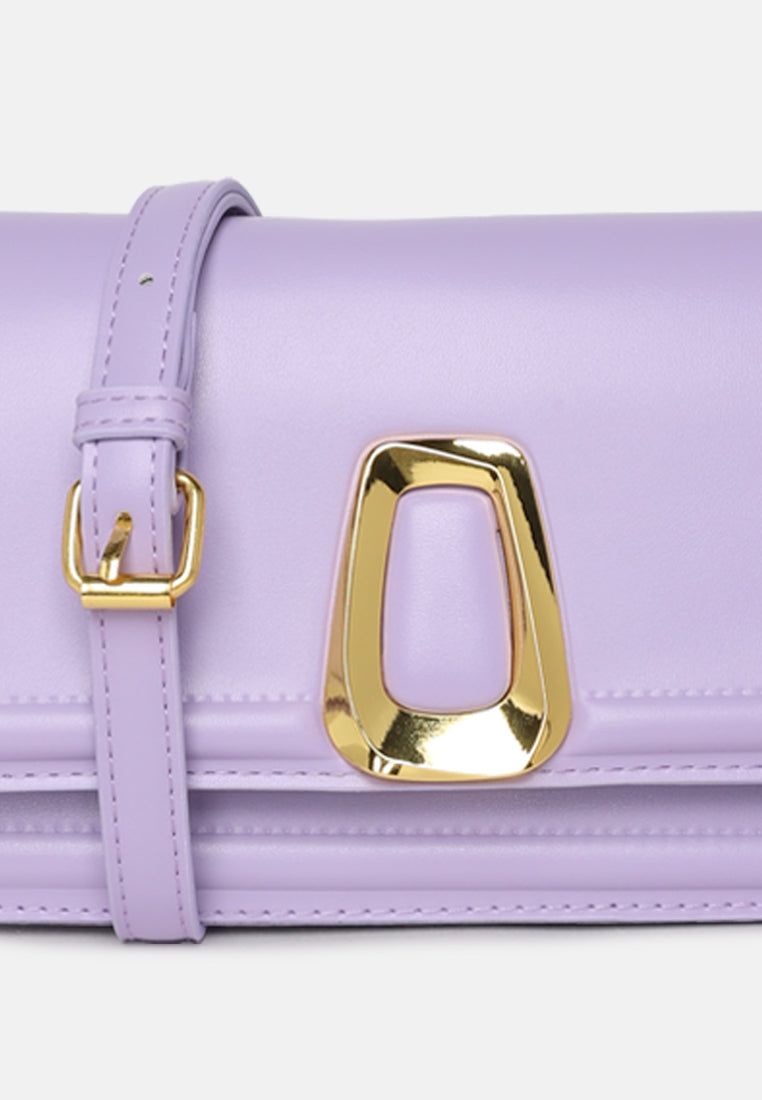 classic gold buckle flap bag#color_purple