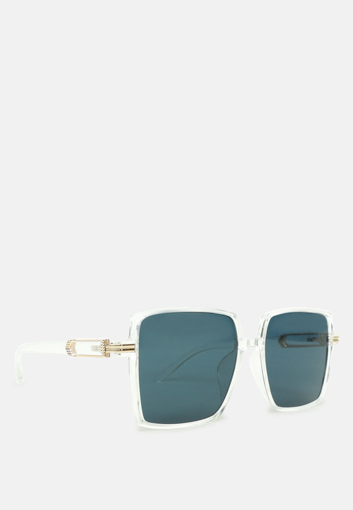 classy retro tinted square sunglass#color_white-grey