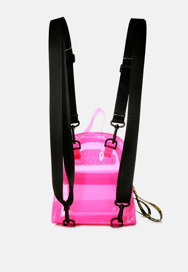 clear mini backpack#color_neon-pink