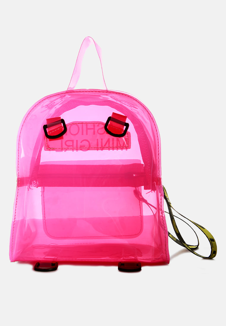 clear mini backpack#color_neon-pink