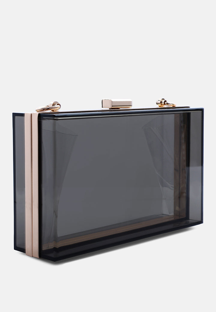 clear rectangle clutch bag#color_black