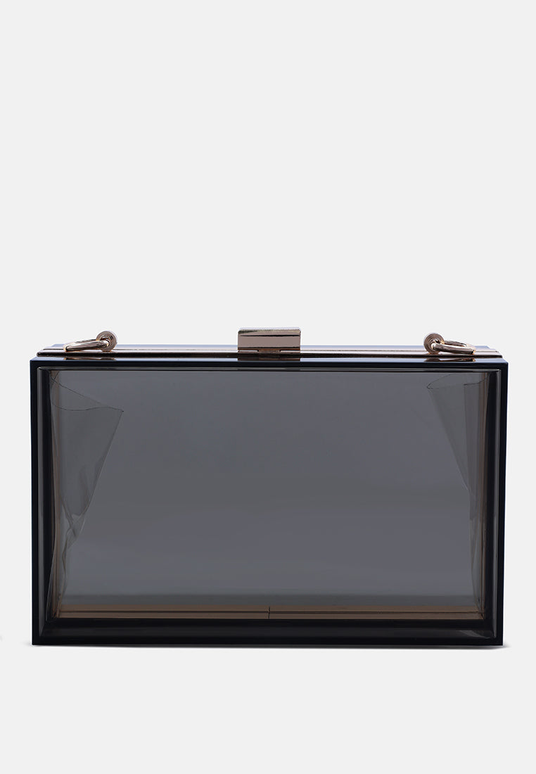 clear rectangle clutch bag#color_black