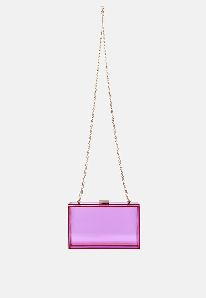 clear rectangle clutch bag#color_fuchsia