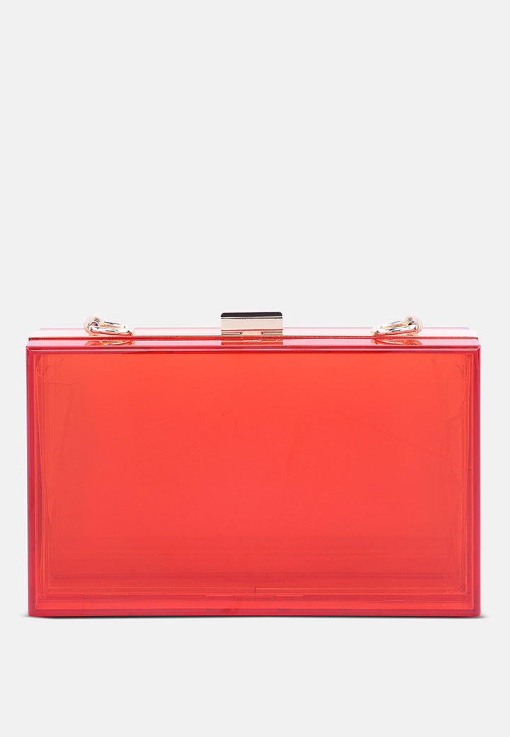 clear rectangle clutch bag#color_red