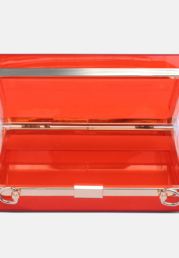 clear rectangle clutch bag#color_red