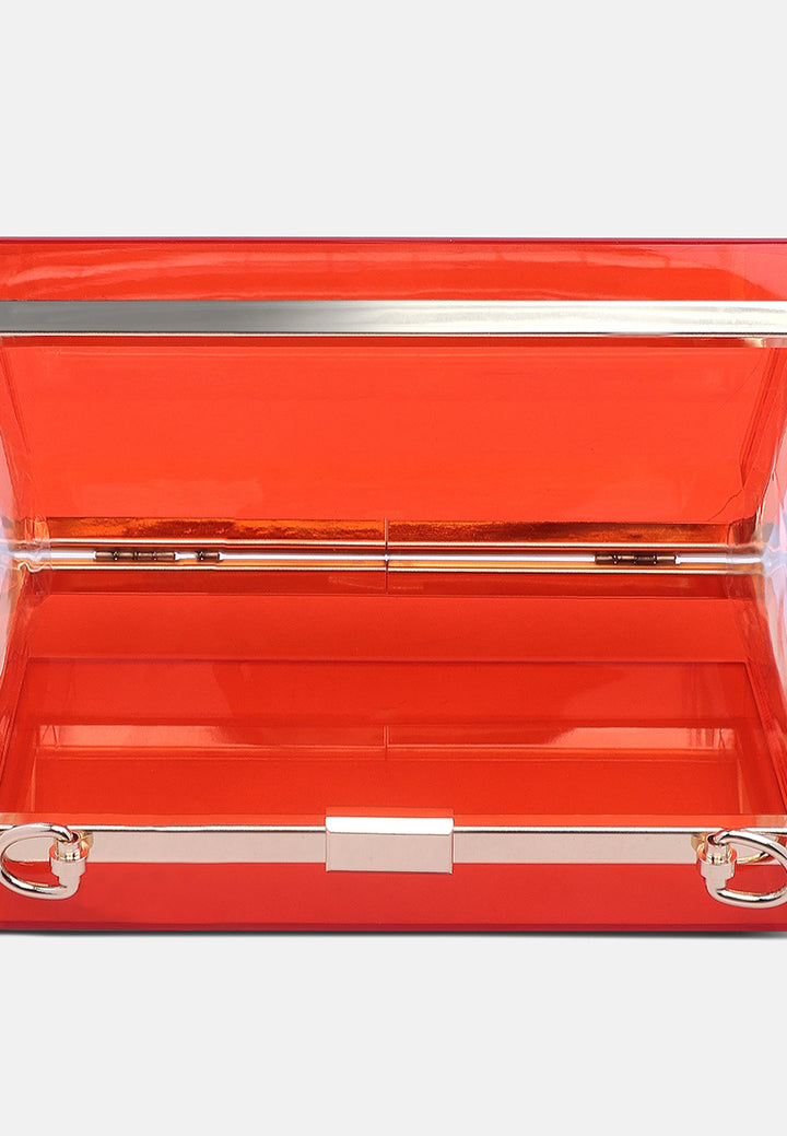 clear rectangle clutch bag#color_red