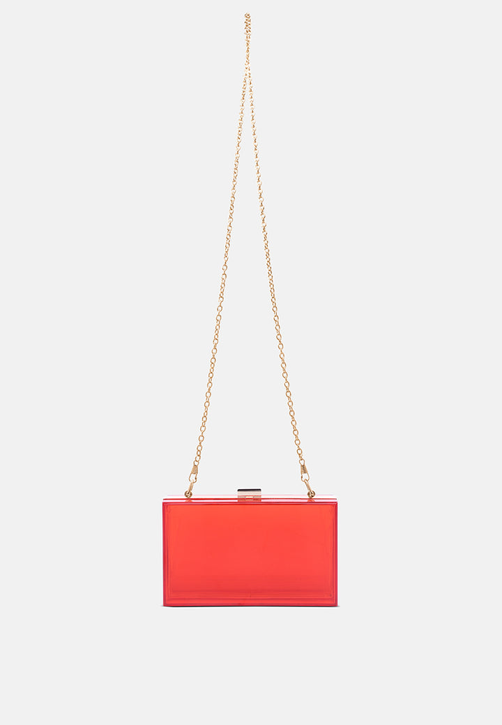 clear rectangle clutch bag#color_red