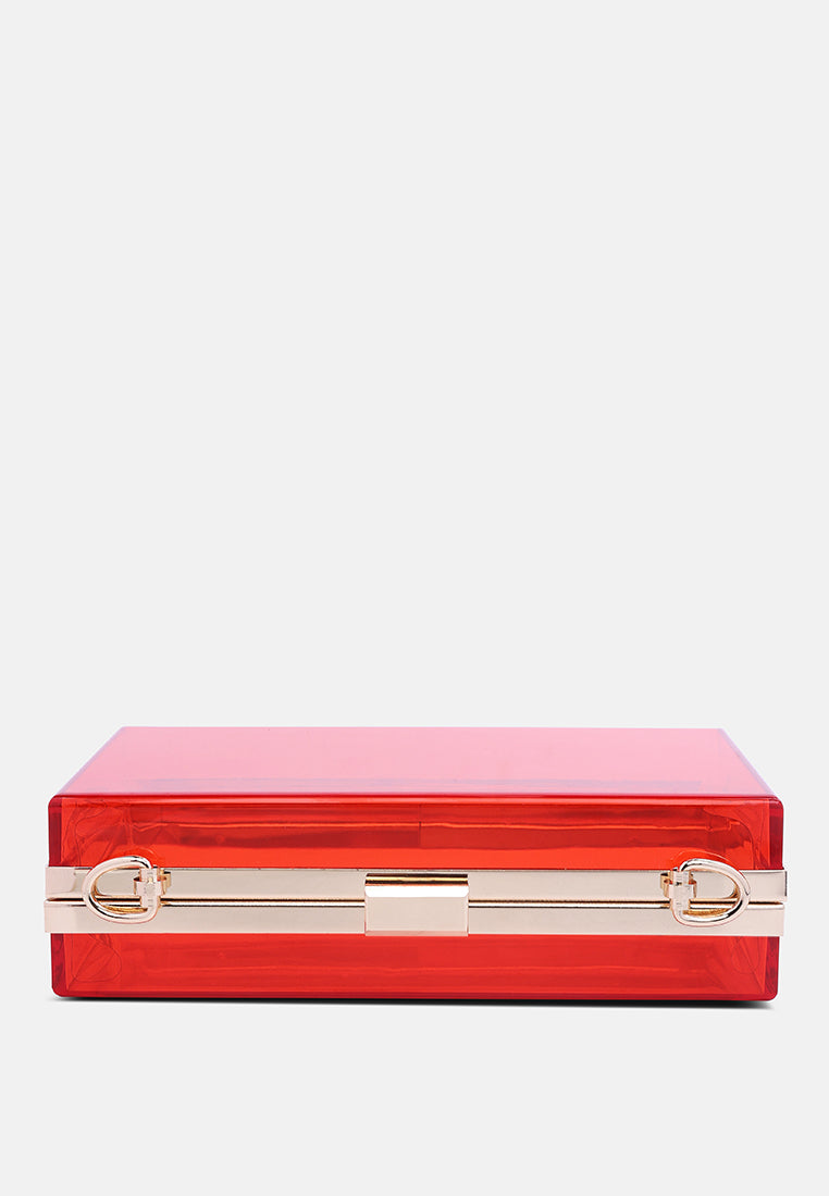 clear rectangle clutch bag#color_red