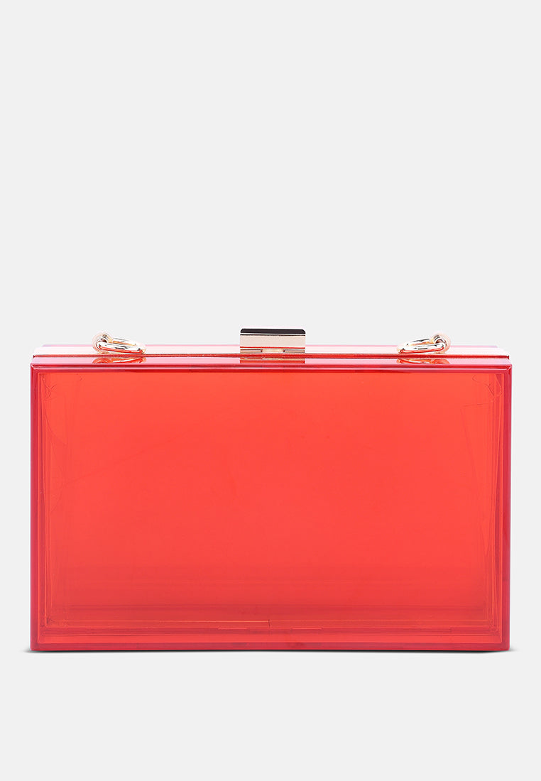 clear rectangle clutch bag#color_red