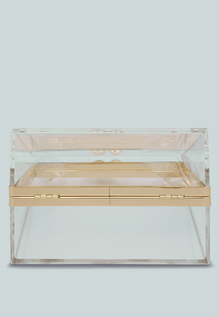 clear triangle clutch bag#color_transparent