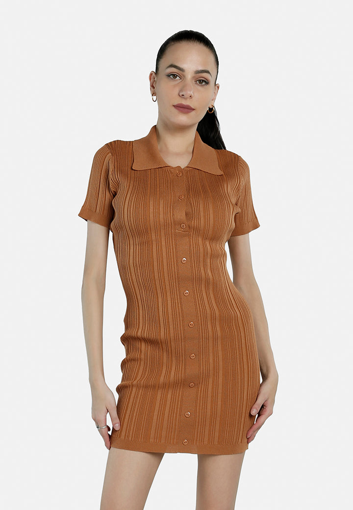 collared bodycon sweater dress by ruw#color_camel