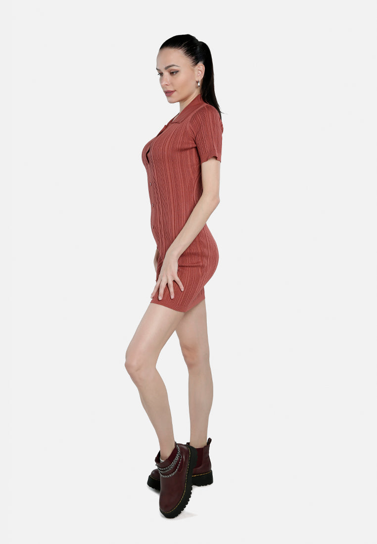 collared bodycon sweater dress by ruw#color_burgundy