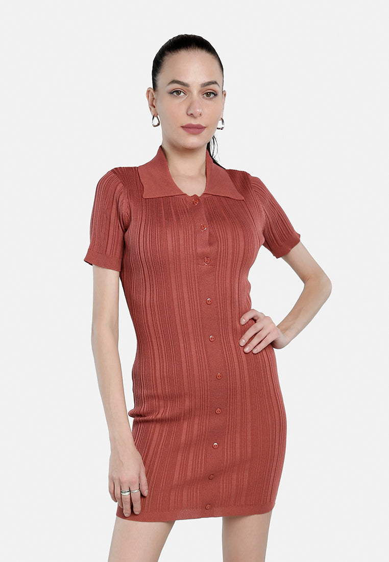 collared bodycon sweater dress by ruw#color_burgundy