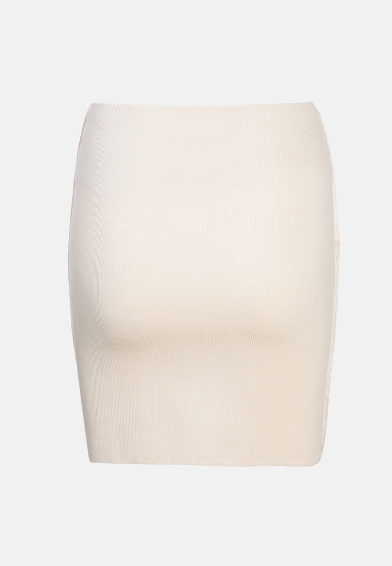 color block casual tube skirt by ruw#color_brown