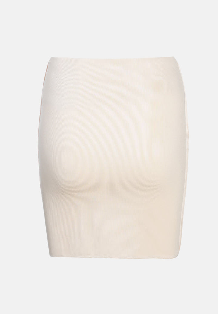 color block casual tube skirt by ruw#color_brown