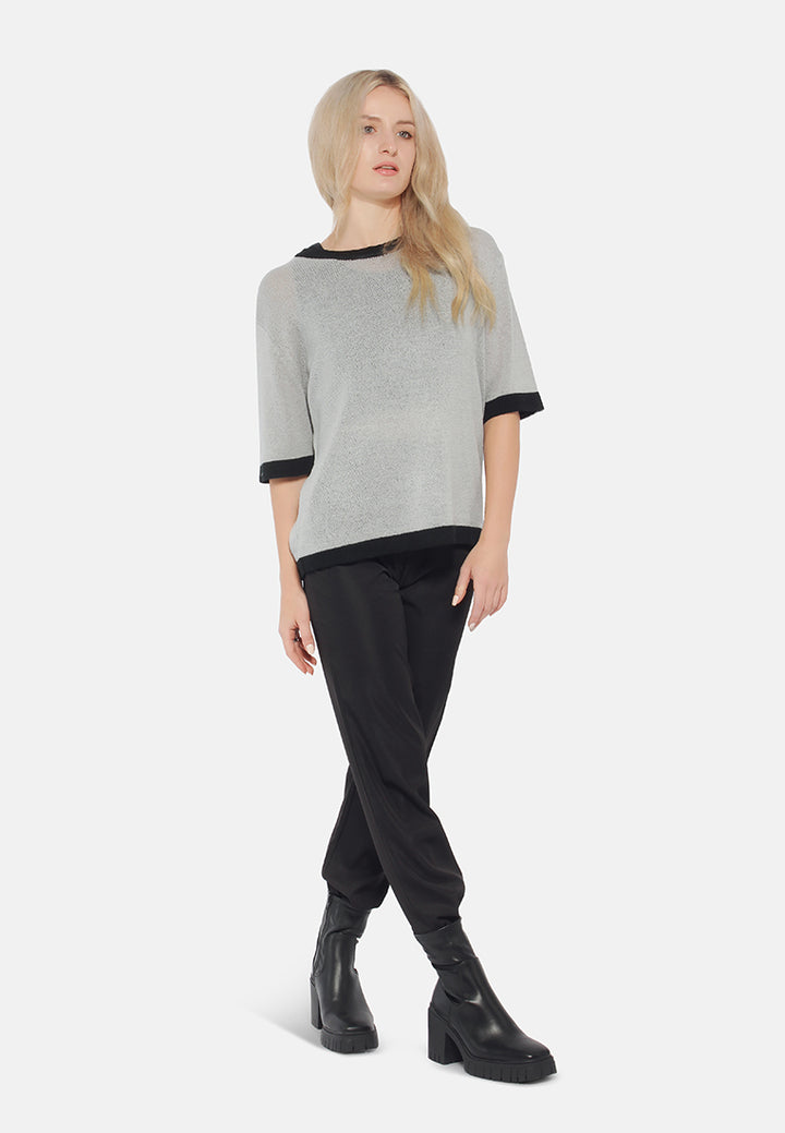 contrast neck and sleeve rib t-shirt#color_black
