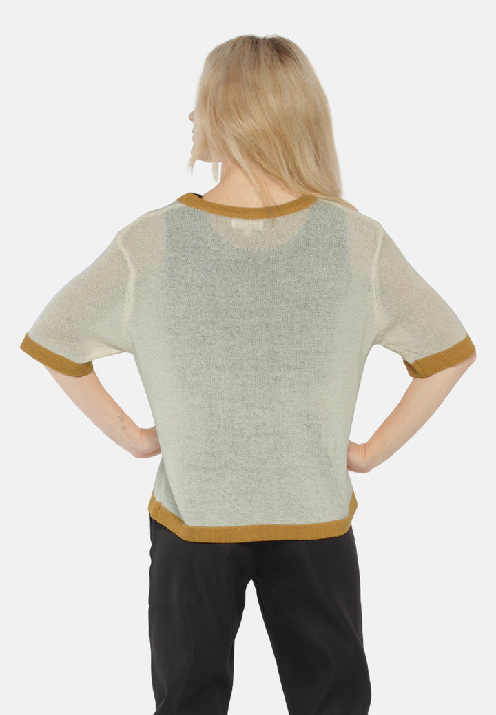 contrast neck and sleeve rib t-shirt#color_yellow