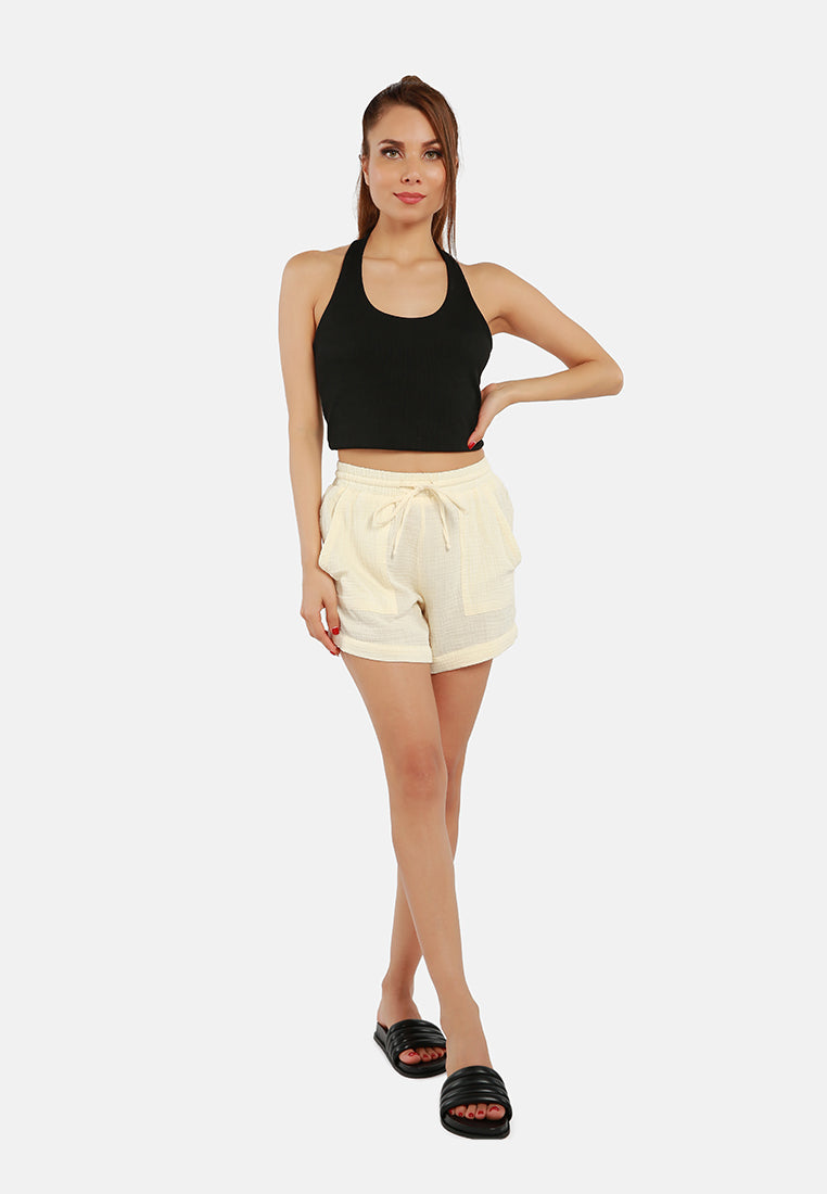 cool summer drawstring shorts#color_beige