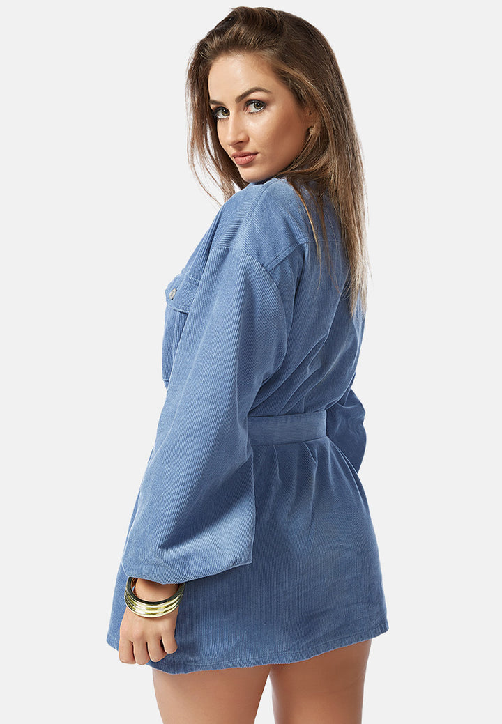 corduroy buckle-Up long sleeve shirt#color_blue