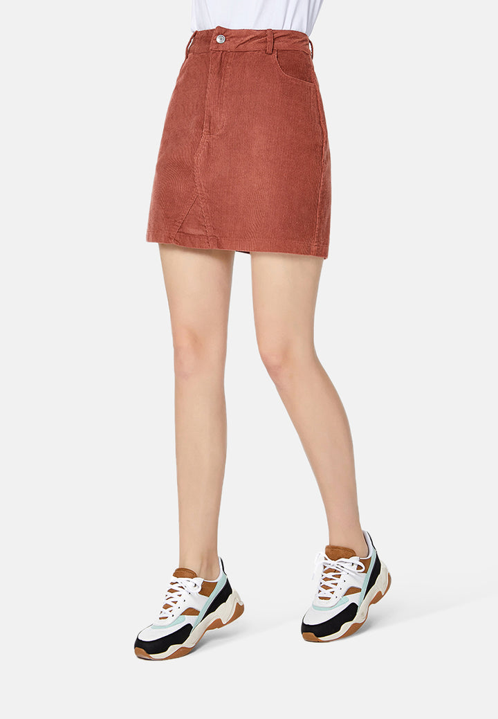 corduroy mini skirt#color_orange