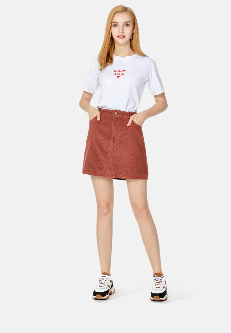 corduroy mini skirt#color_orange