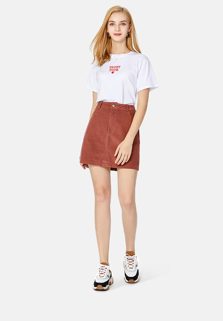 corduroy mini skirt#color_orange
