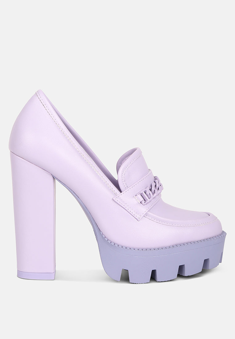 chunky chain link heeled loafers by ruw#color_lilac