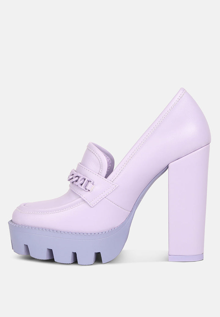 chunky chain link heeled loafers by ruw#color_lilac