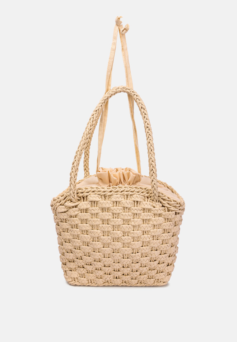 cotton rope satchel bag by ruw#color_beige