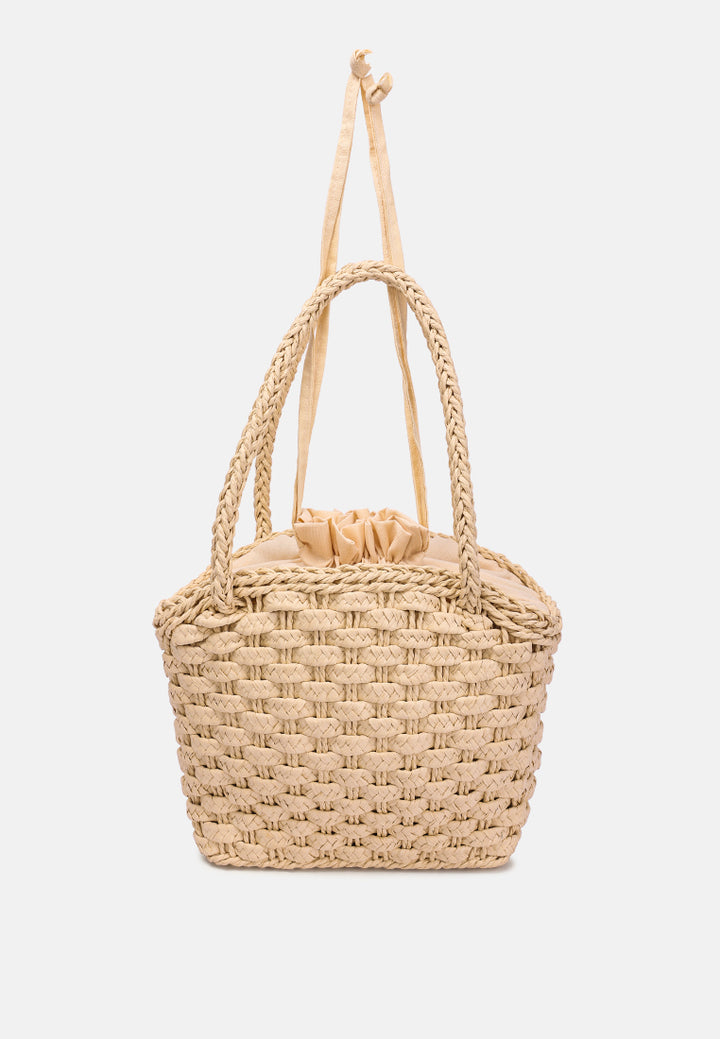 cotton rope satchel bag by ruw#color_beige