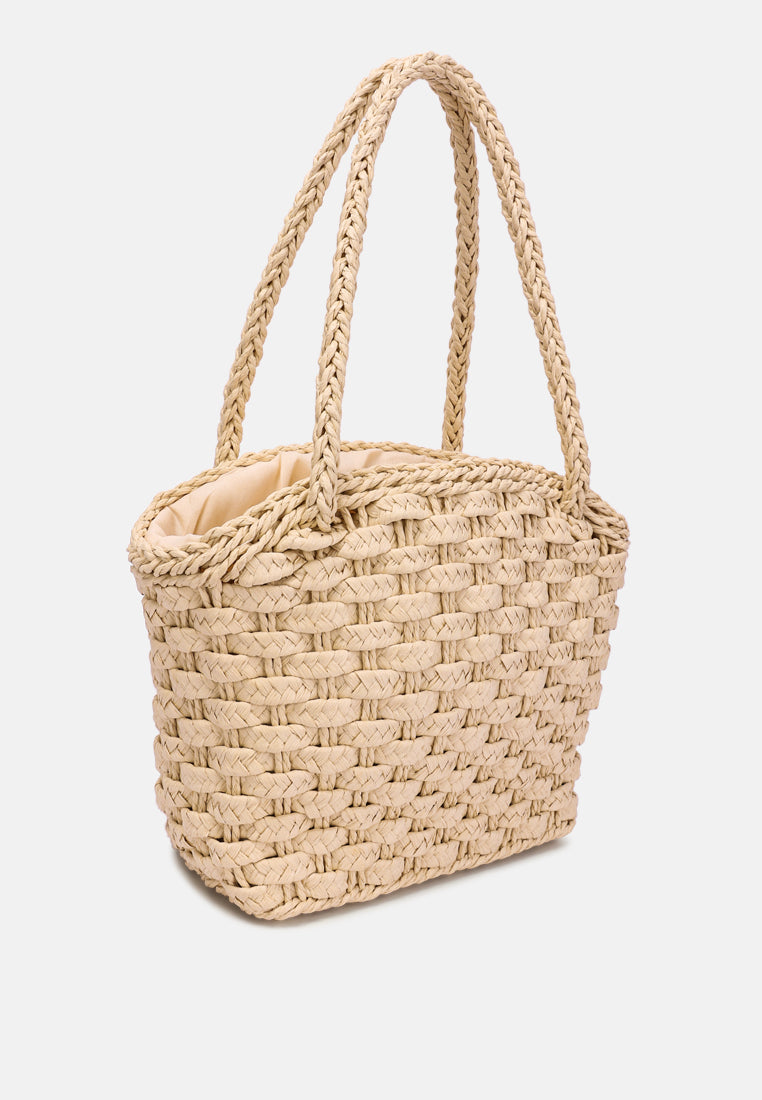 cotton rope satchel bag by ruw#color_beige