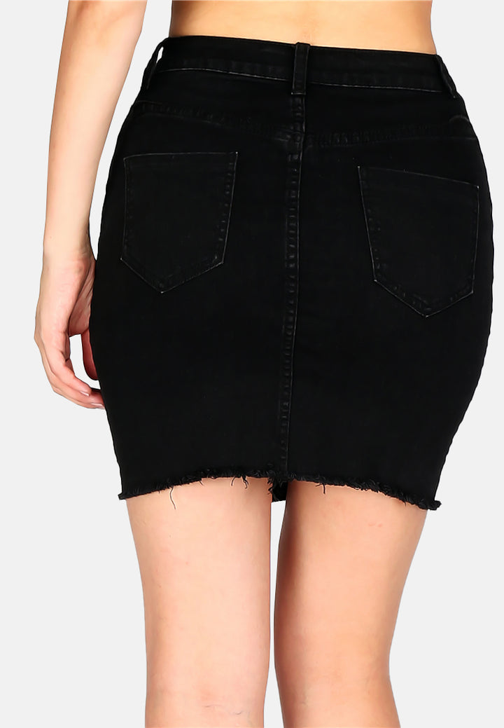 cotton stretchable skirt#color_black