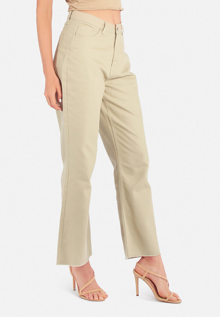 cotton wide fit high waist trousers#color_brown