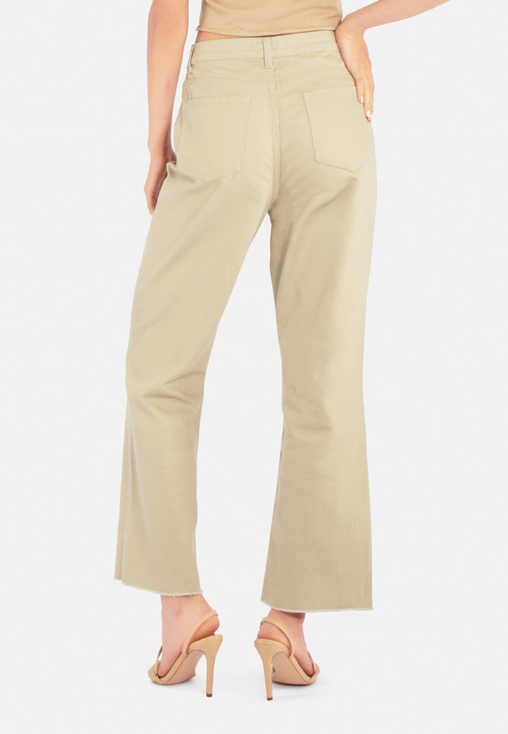 cotton wide fit high waist trousers#color_brown