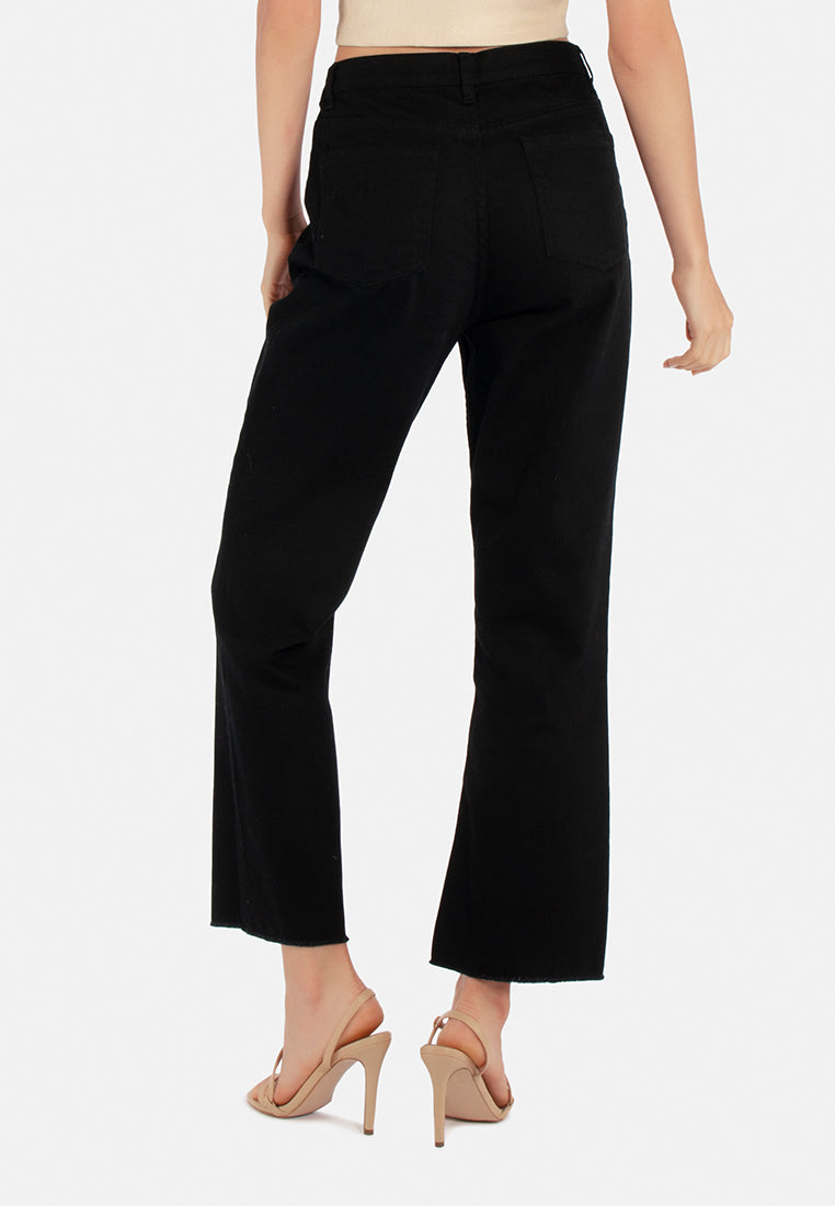 cotton wide fit high waist trousers#color_black