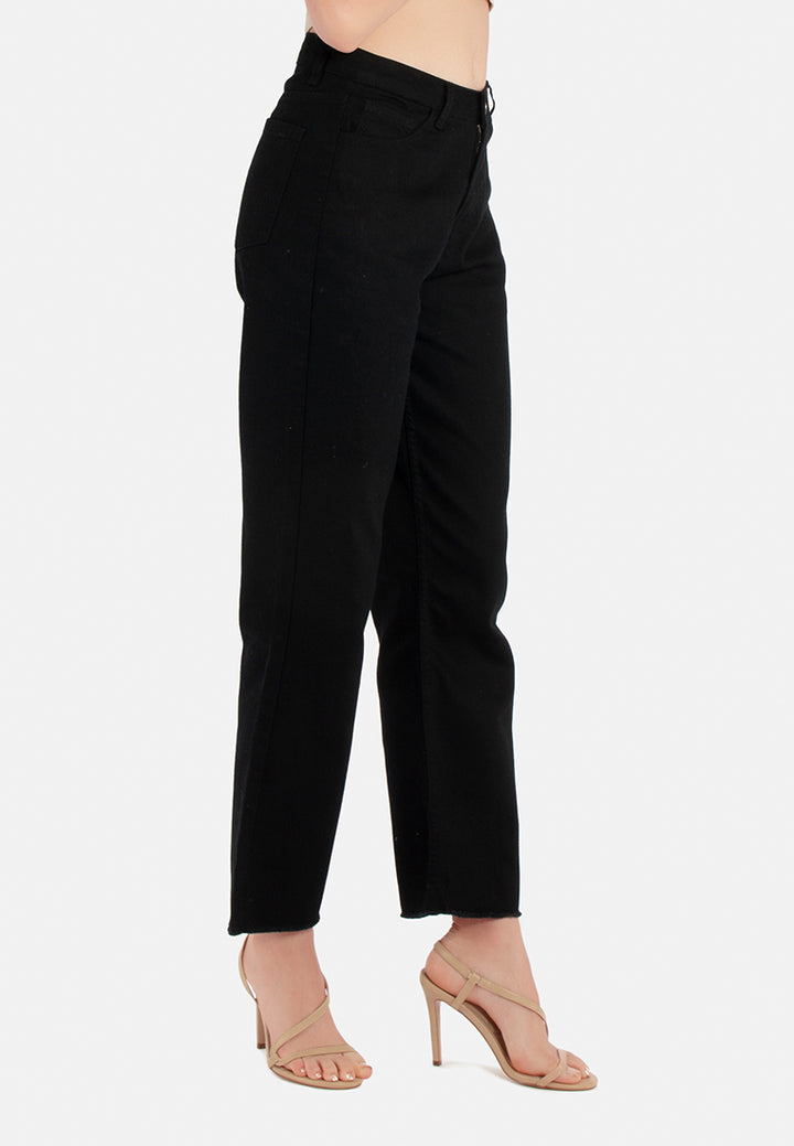 cotton wide fit high waist trousers#color_black