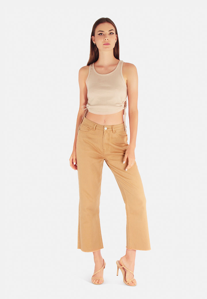 cotton wide fit high waist trousers#color_beige