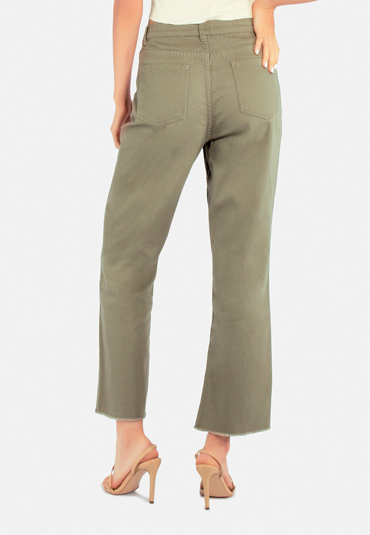 cotton wide fit high waist trousers#color_olive