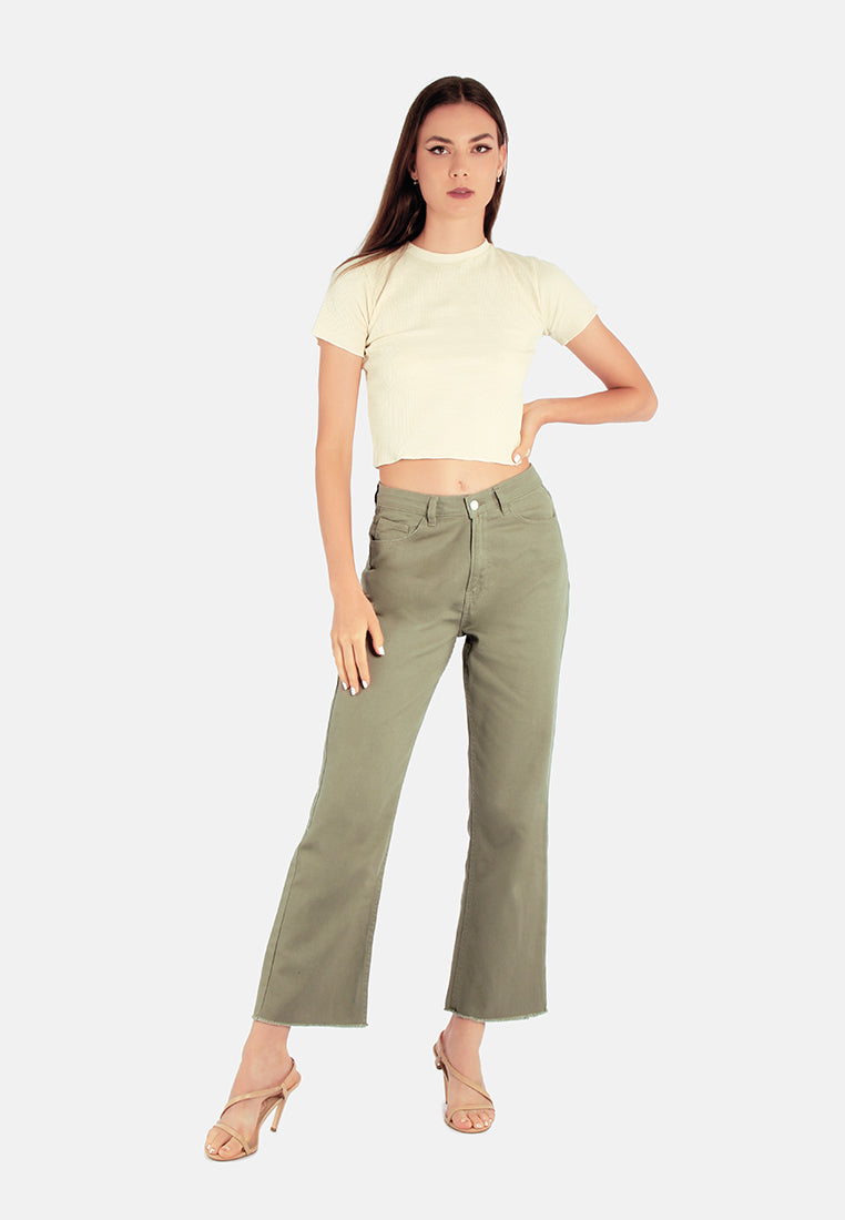 cotton wide fit high waist trousers#color_olive