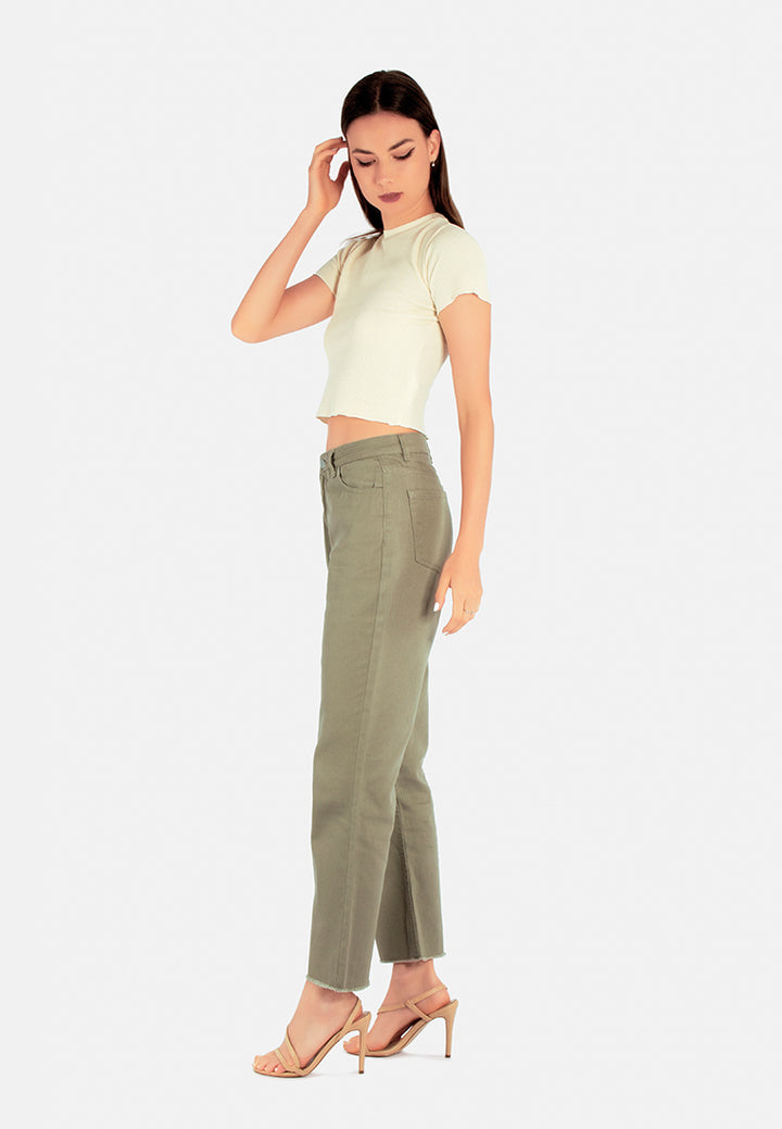 cotton wide fit high waist trousers#color_olive