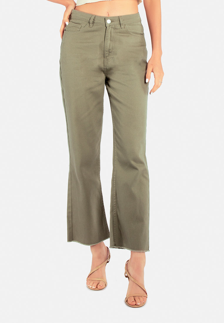 cotton wide fit high waist trousers#color_olive