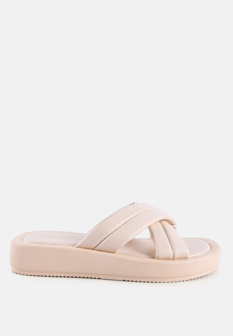 ouette quilted cross strap puffer slides#color_beige
