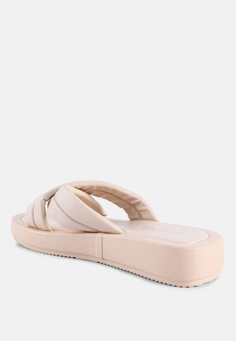 ouette quilted cross strap puffer slides#color_beige