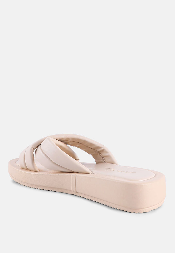 ouette quilted cross strap puffer slides#color_beige